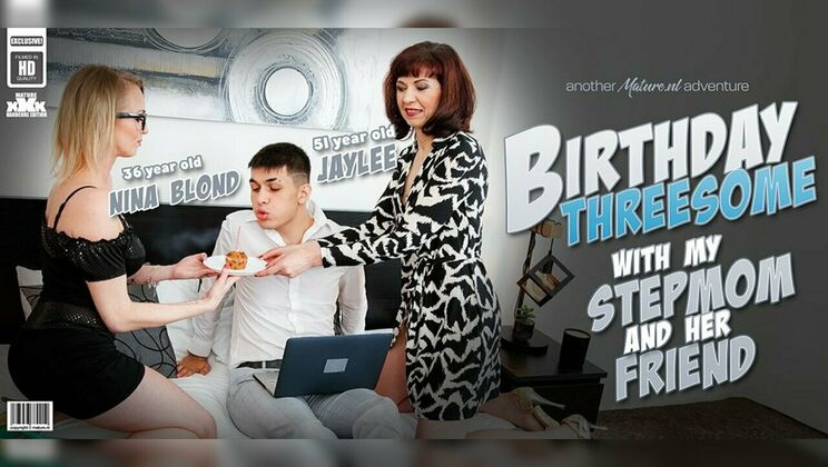 [Mature.nl] - Stepmom Jaylee and her best friend Laura Blonde give a stepson a hot birthday threesome in bed! - Jaylee - Laura Blond - Bruno Baxter