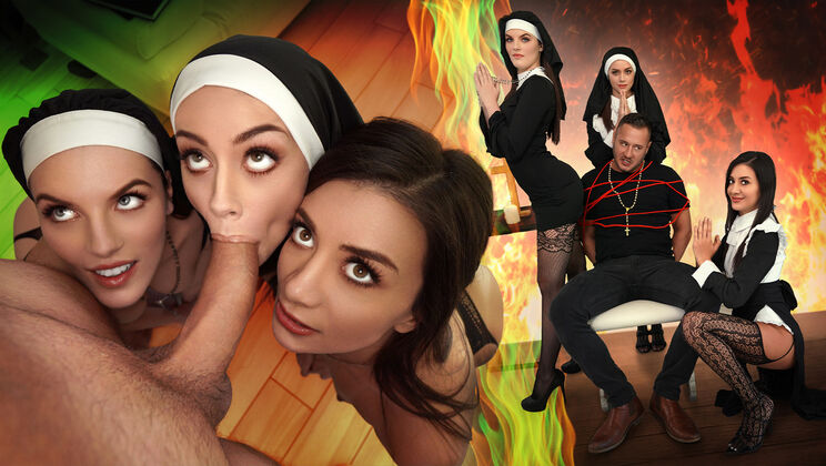 [BFFs] - Three Horny Nuns Fuck the Devil Out of Him - Danny Mountain - Natalie Brooks - Fiona Frost - Selena Love